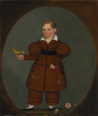 Boy in Brown Jacket with Whip and Yellow Bird
