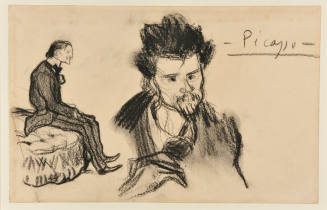 Sketch Book Page with Preparatory Drawing for 'The Dressing Room' and Portrait of Henri Cornuti